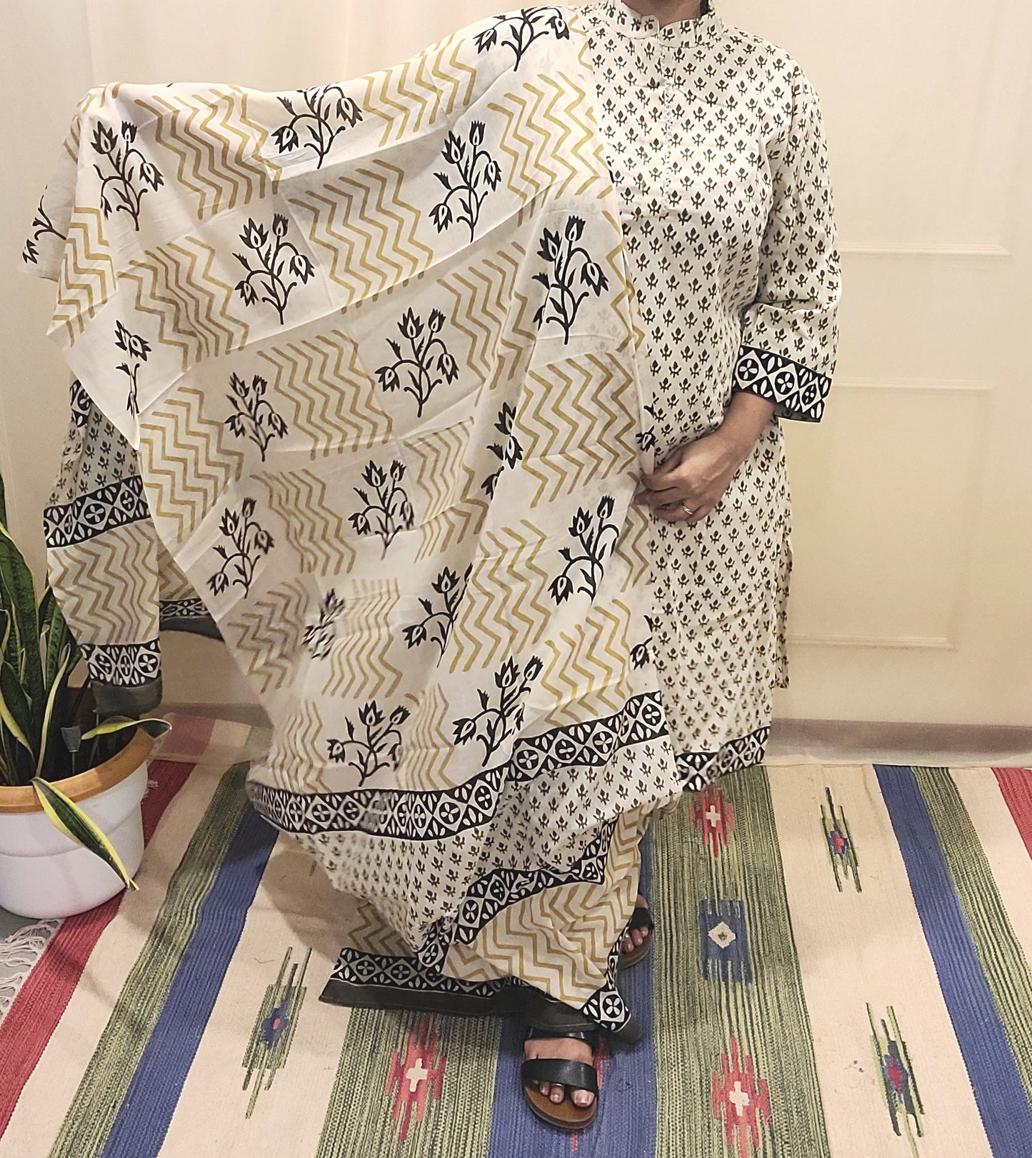Women's block printed Kurta Pant and dupatta- Salwar suite- @Rs.599