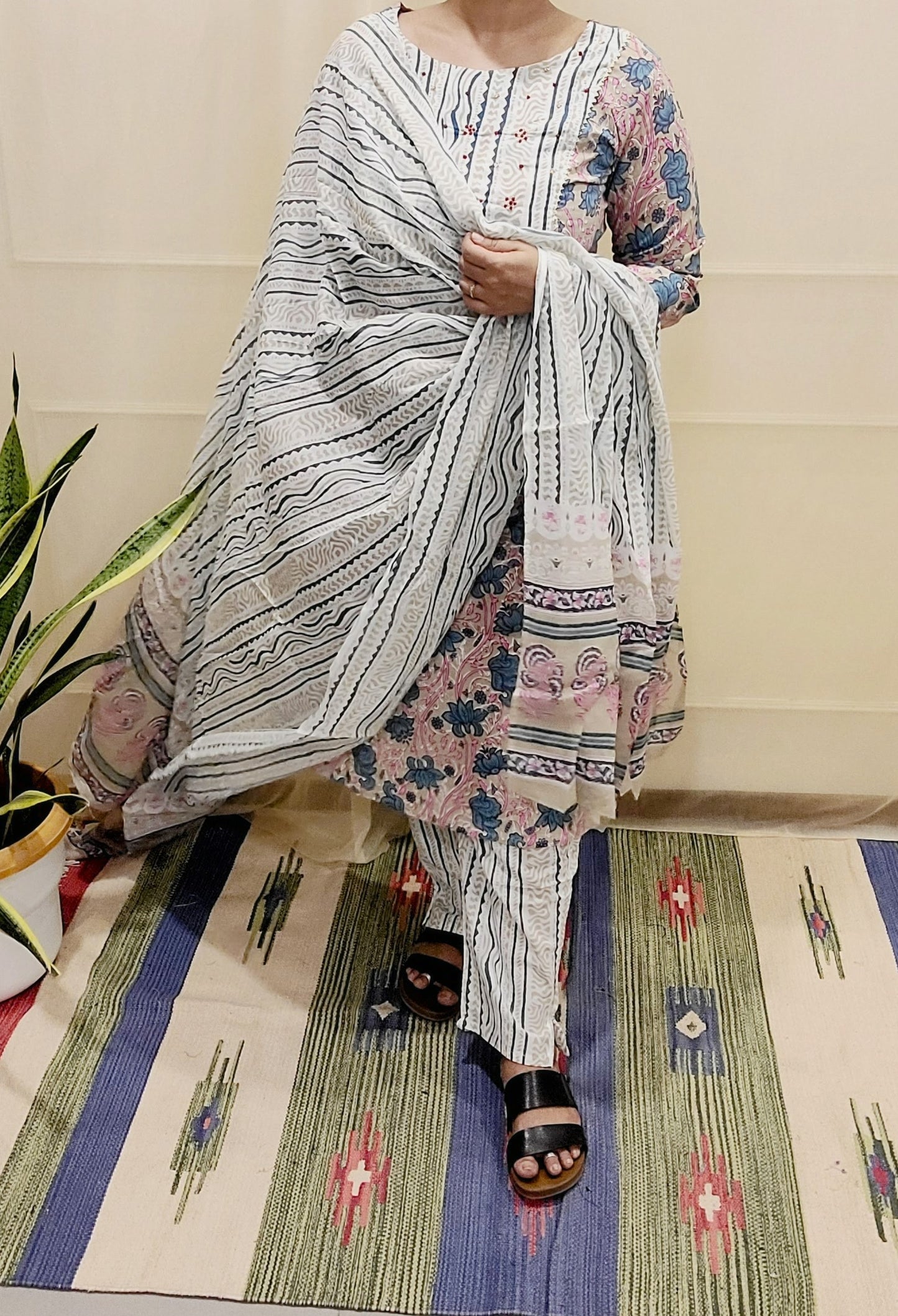 Women's block printed Kurta Pant and dupatta- Salwar suite- @Rs.599