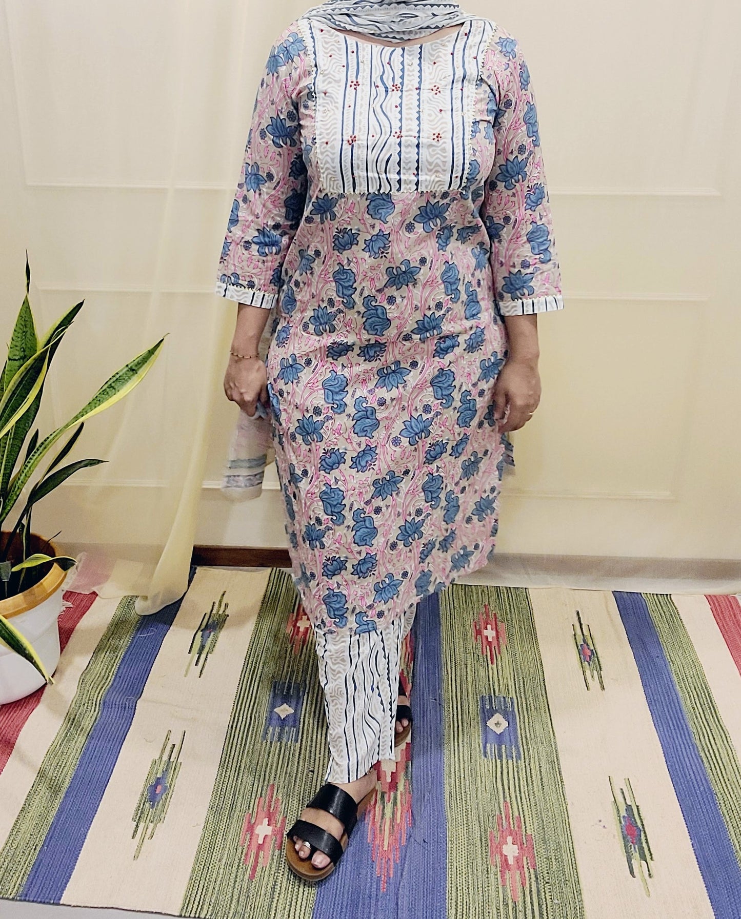 Women's block printed Kurta Pant and dupatta- Salwar suite- @Rs.599