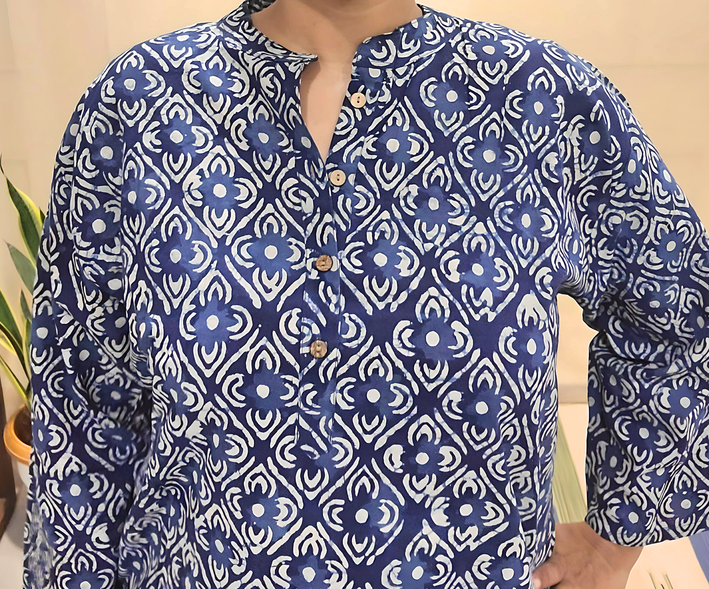 Regular Fit long top - Cotton Block printed