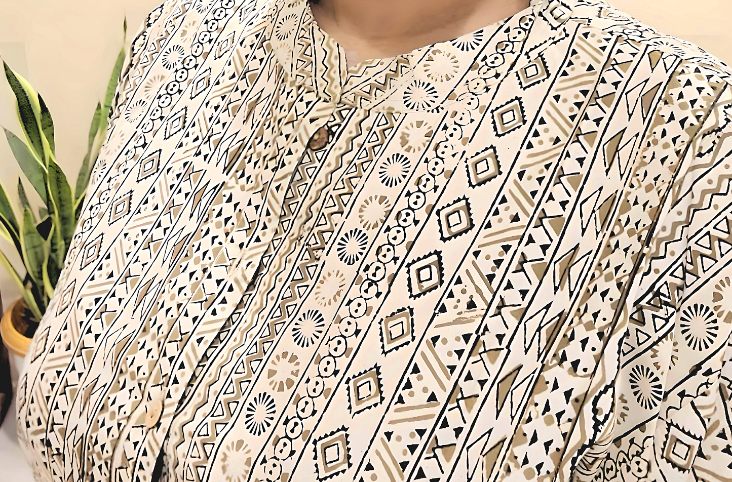Regular Fit long top - Cotton Block printed