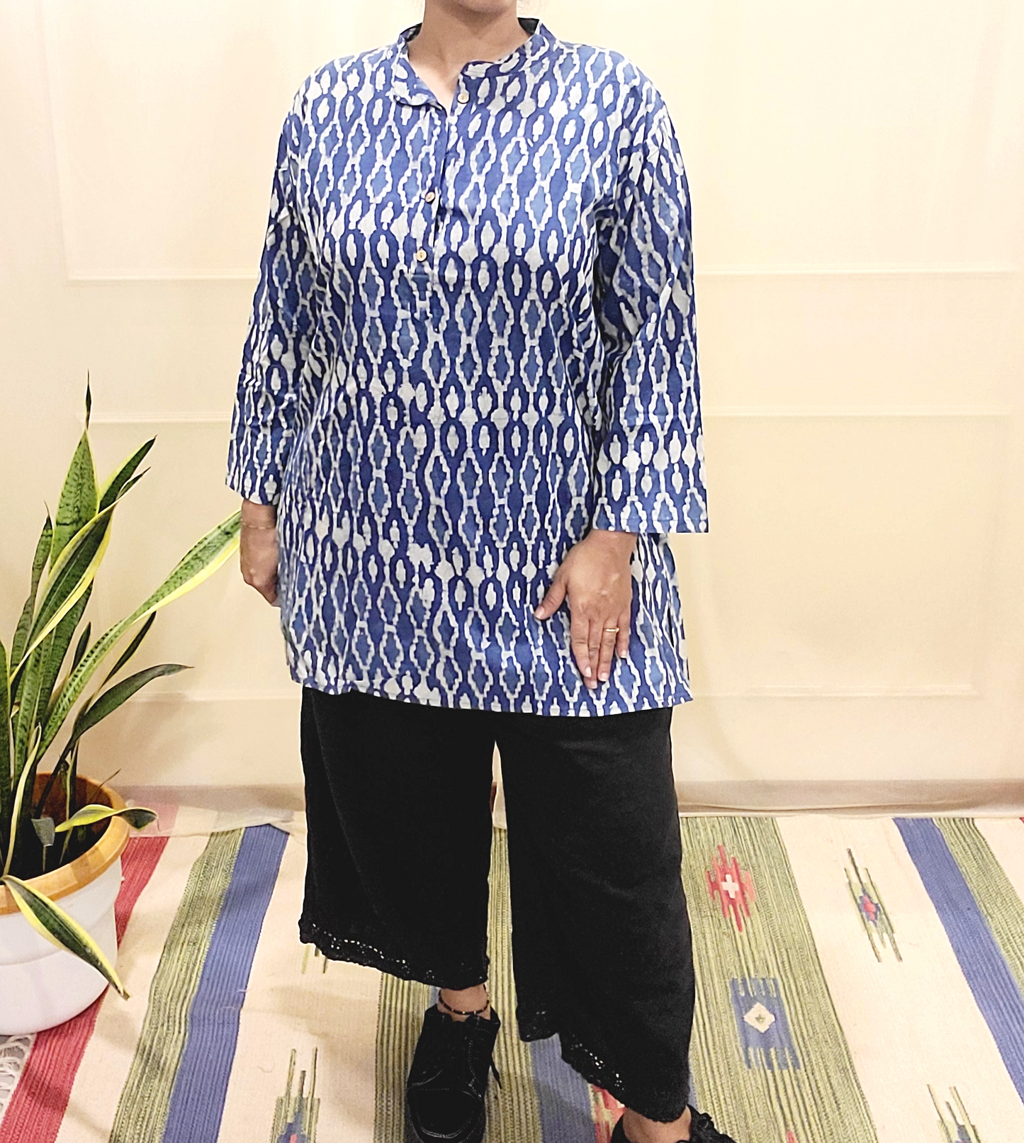 Regular Fit long top - Cotton Block printed
