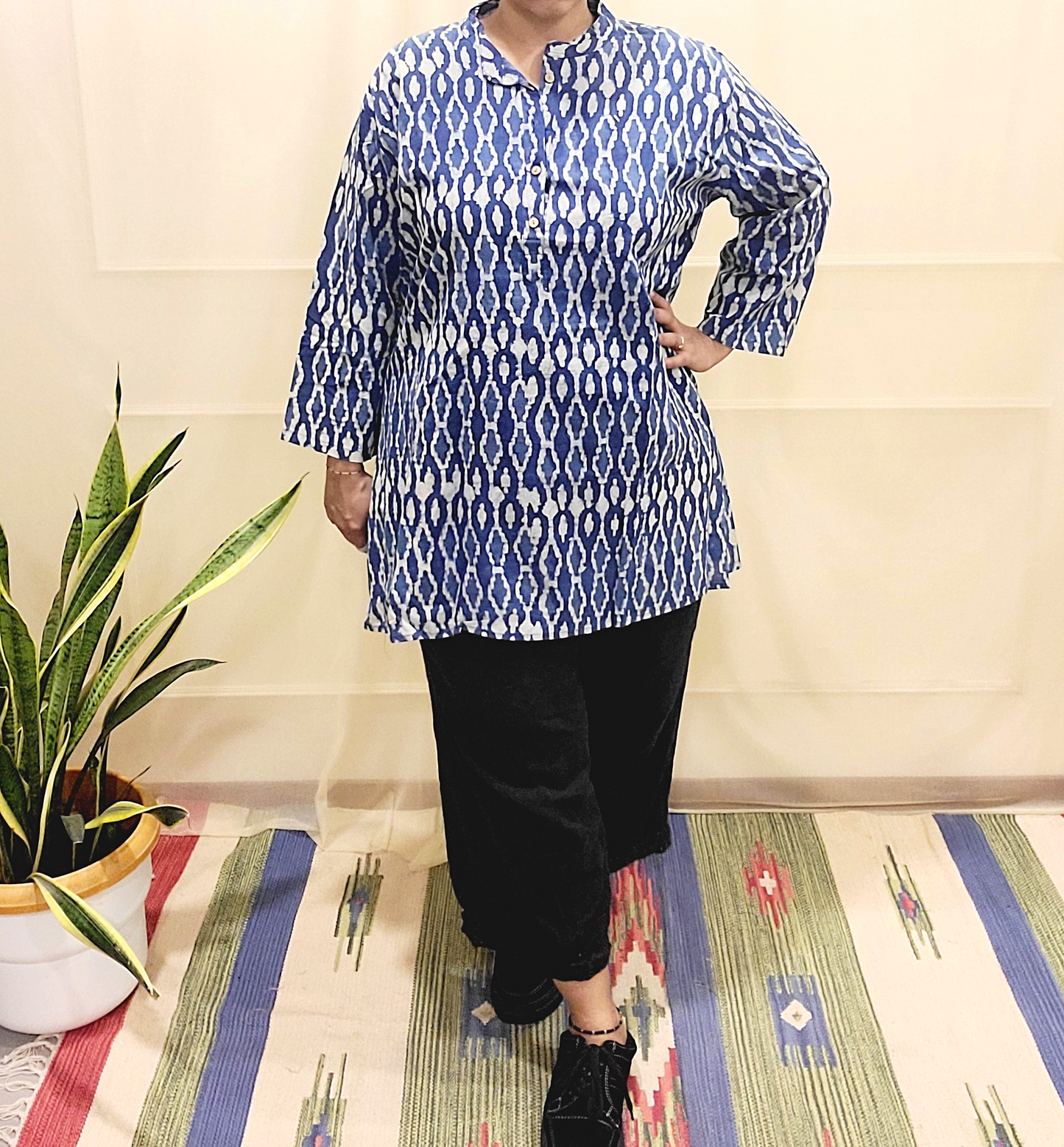 Regular Fit long top - Cotton Block printed