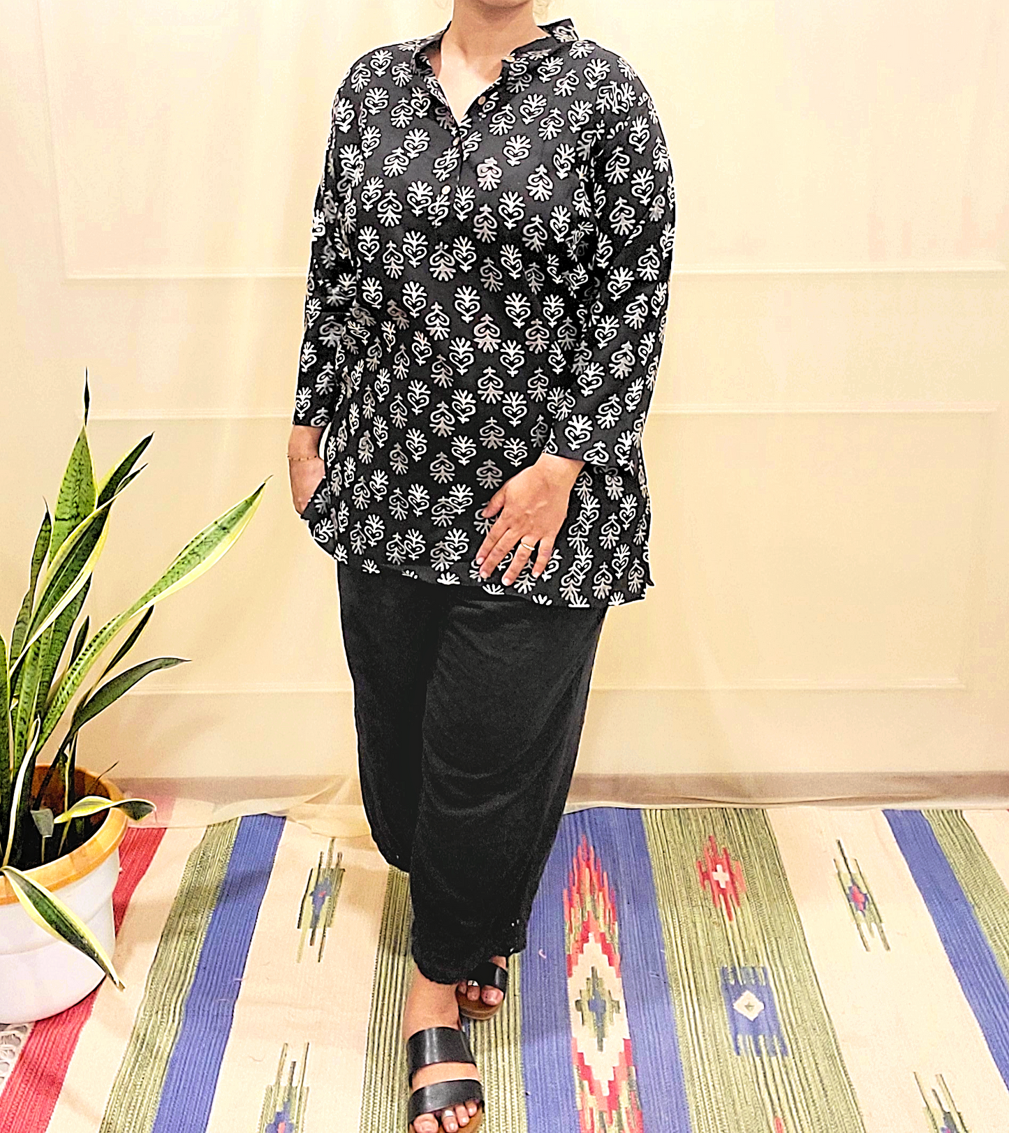 Regular Fit long top - Cotton Block printed