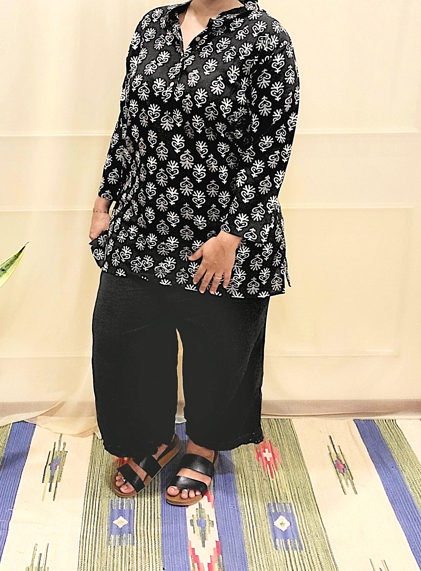 Regular Fit long top - Cotton Block printed