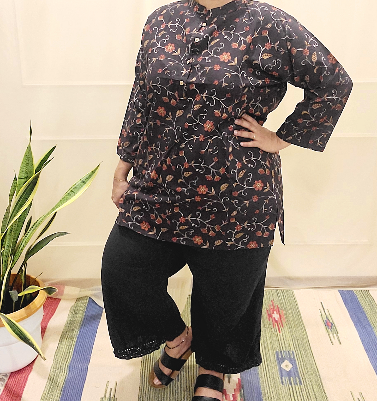 Regular Fit long top - Cotton Block printed