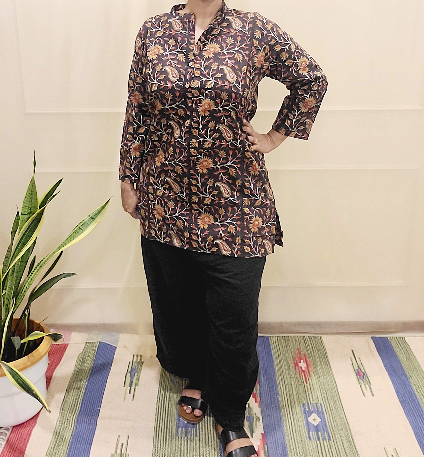 Regular Fit long top - Cotton Block printed