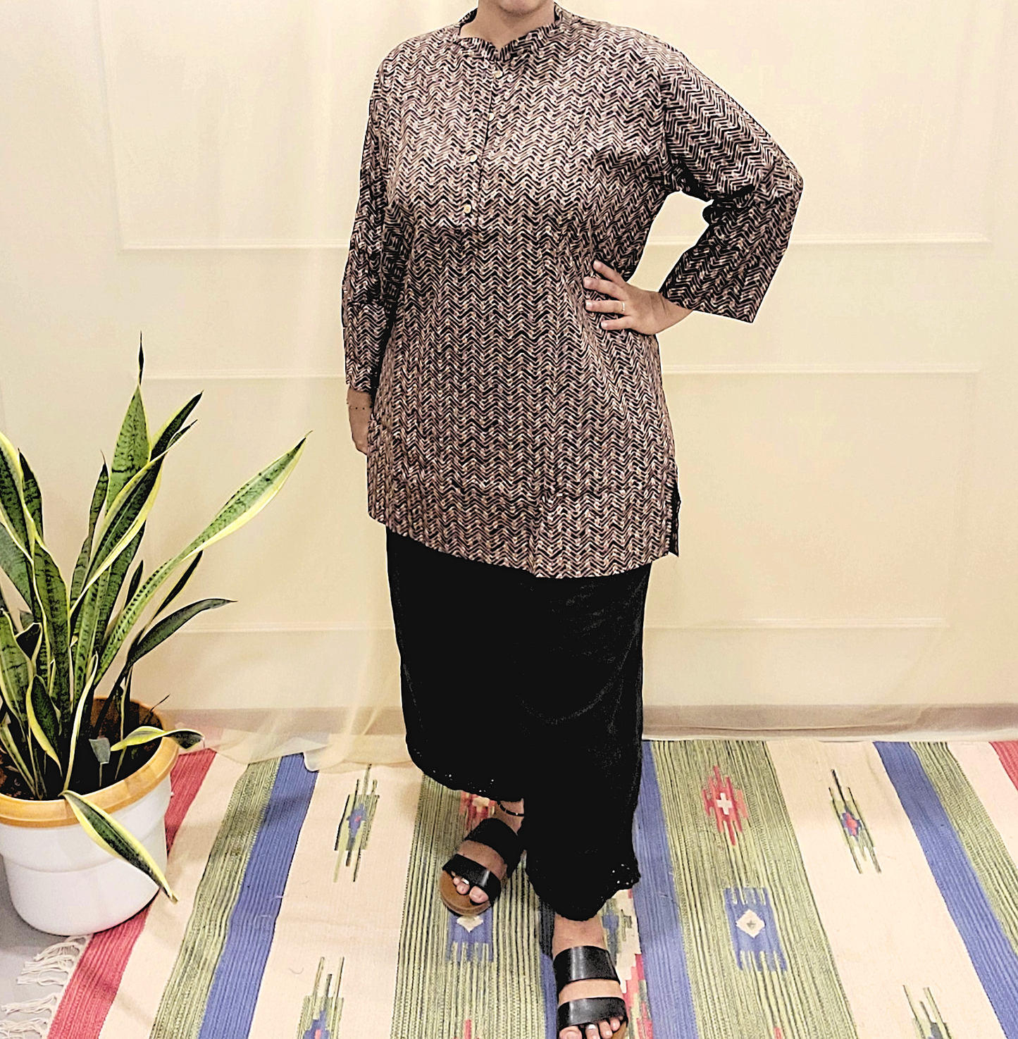 Regular Fit long top - Cotton Block printed
