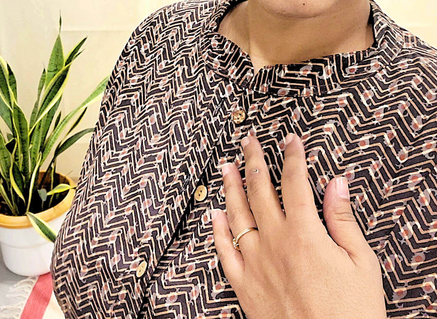 Regular Fit long top - Cotton Block printed