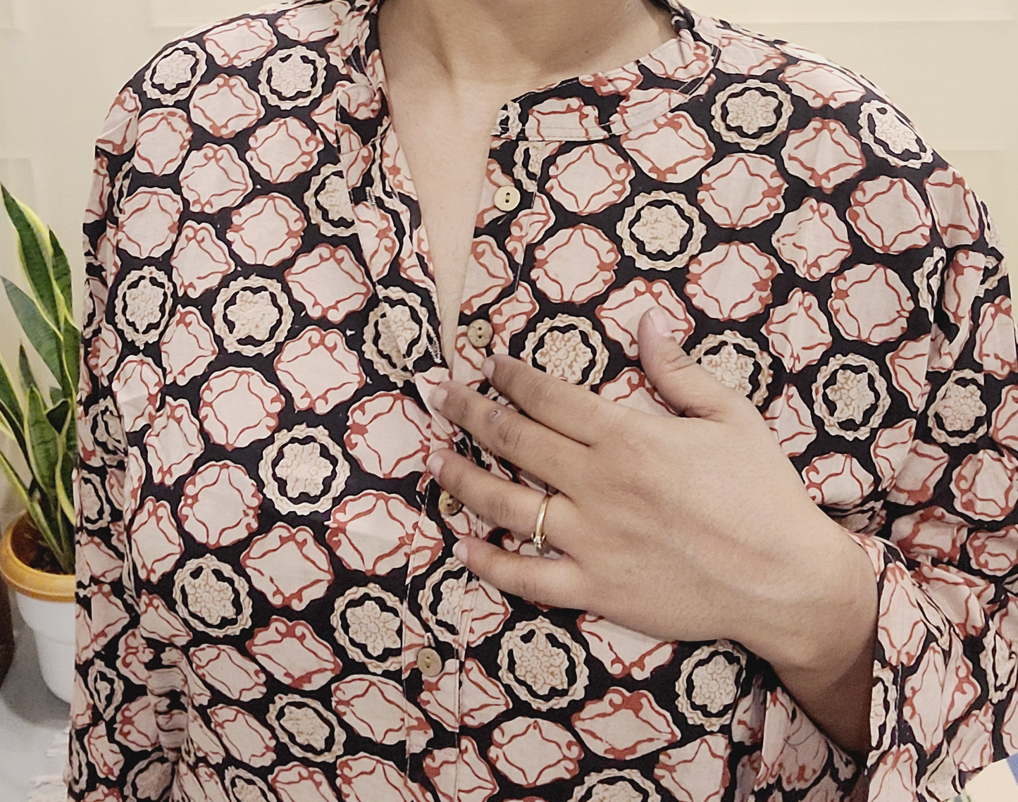 Regular Fit long top - Cotton Block printed
