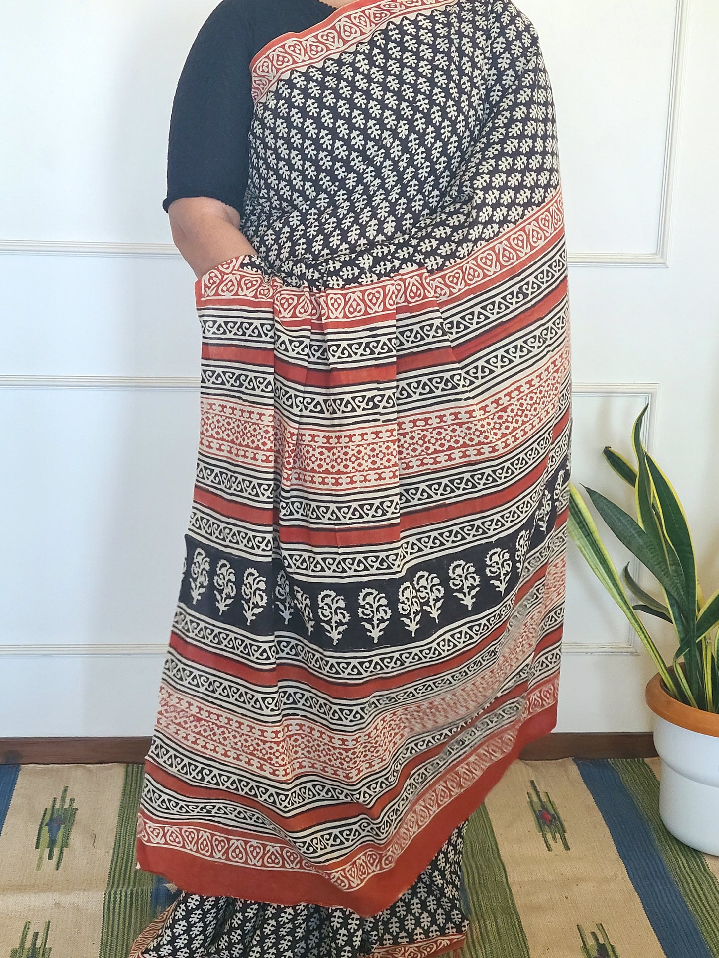 Cotton Handblock printed Saaree