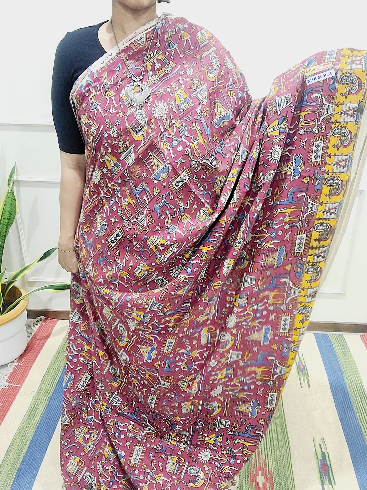 Kalamkari hand Printed pure Cotton Saaree
