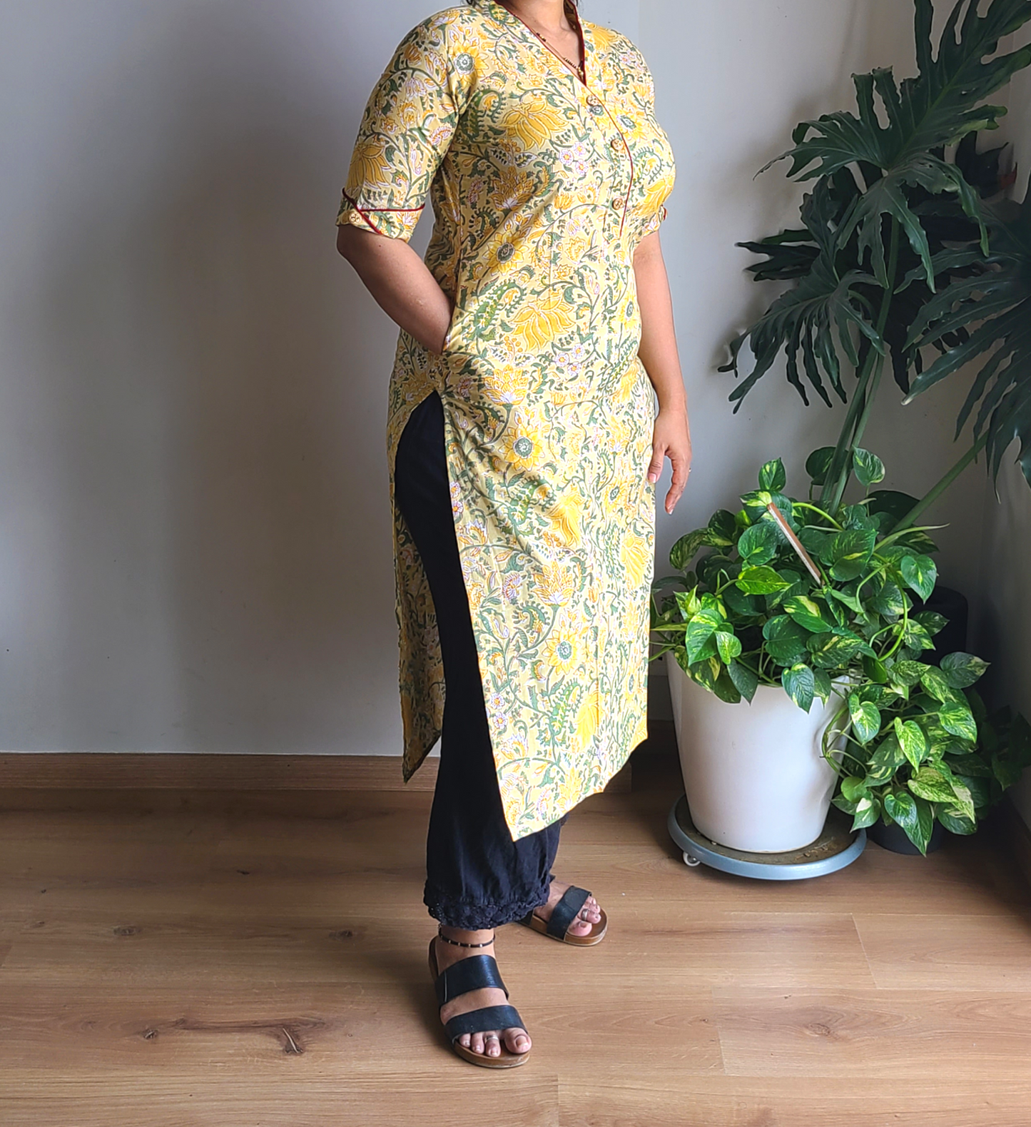 Block printed Cotton Long Kurta - My Store