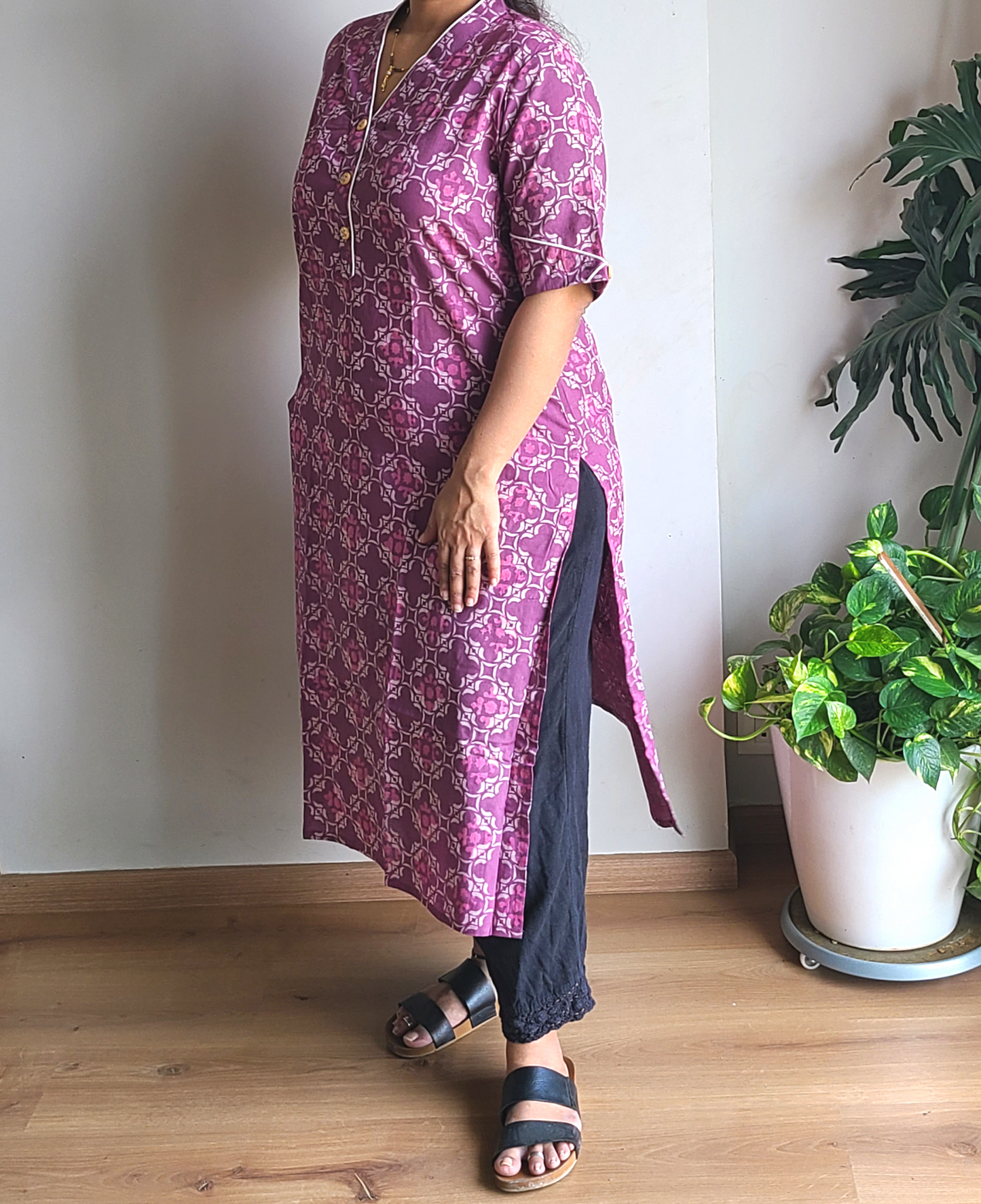 Block printed Cotton Long Kurta - My Store