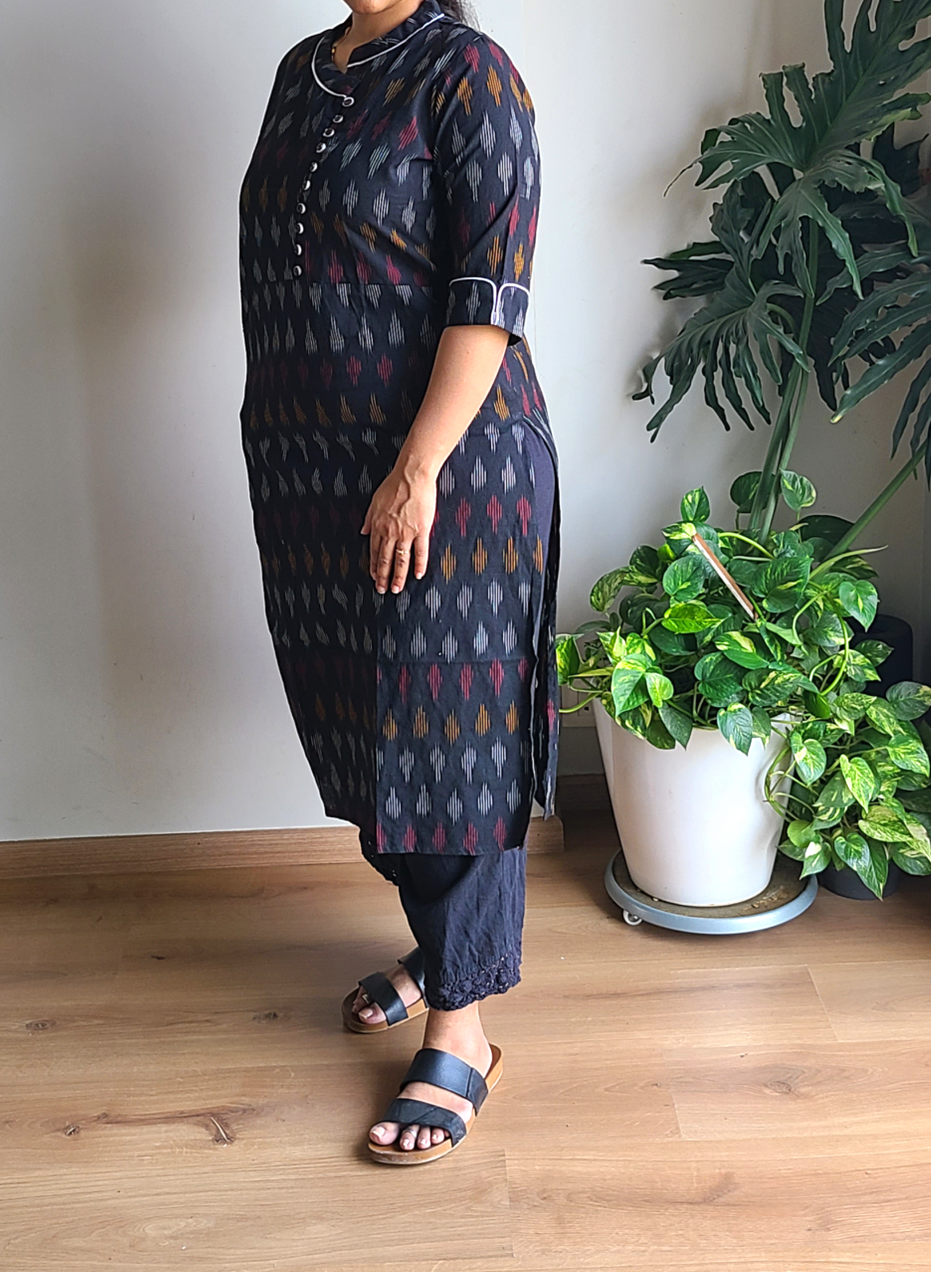 Ikkat Print Cotton Long Kurta - My Store