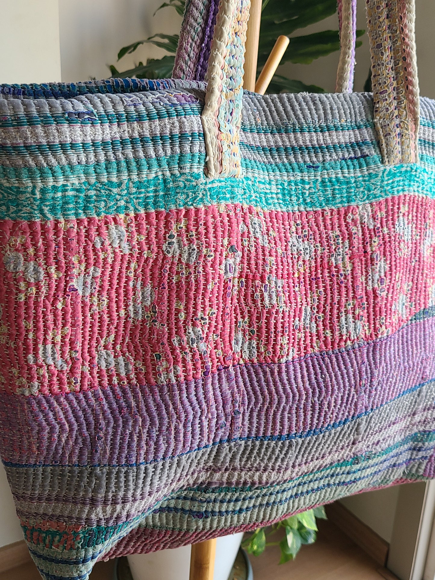 Multi-colour pastel cotton Travel Tote - My Store