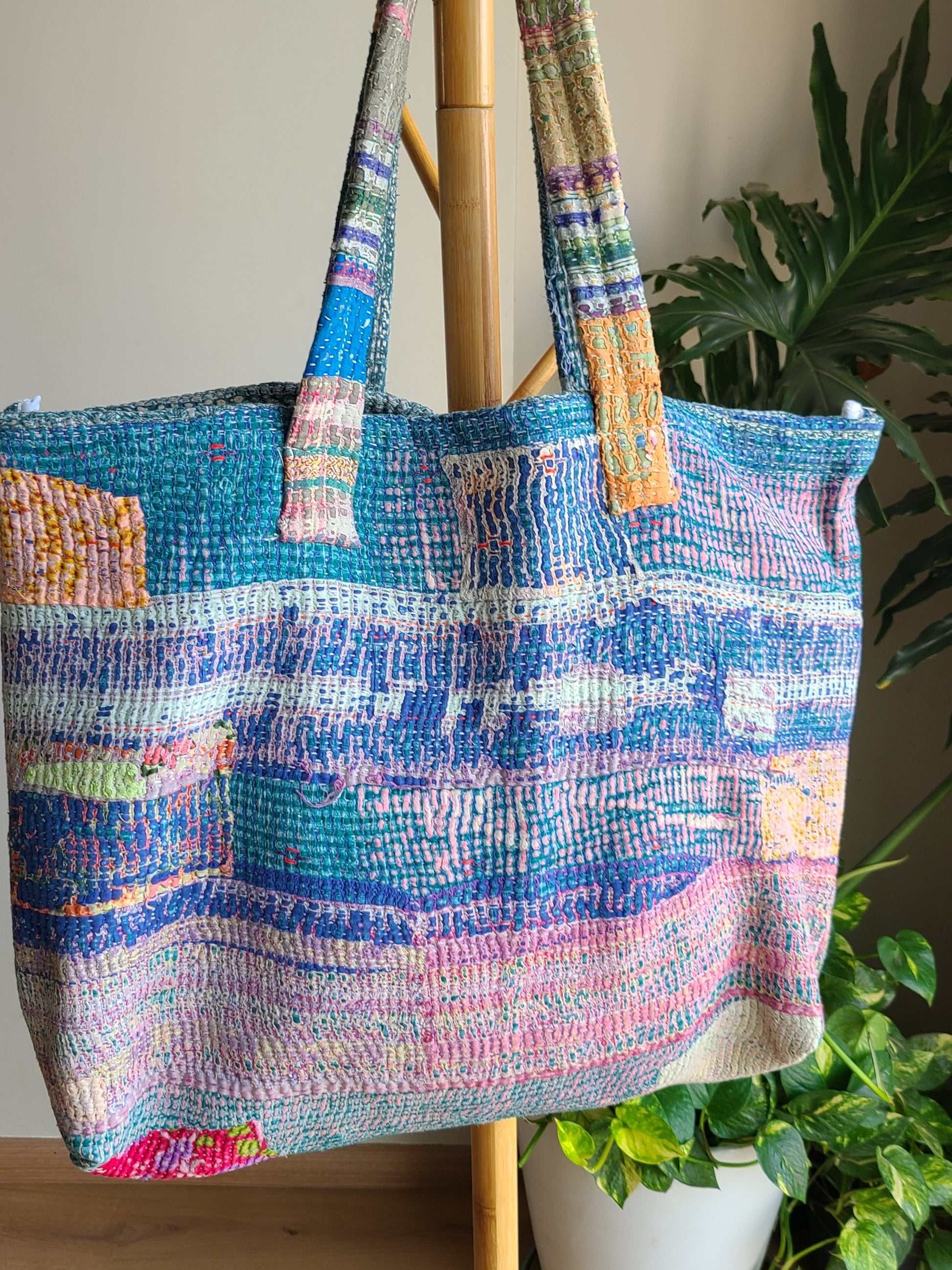 Multi-colour pastel cotton Travel Tote - My Store