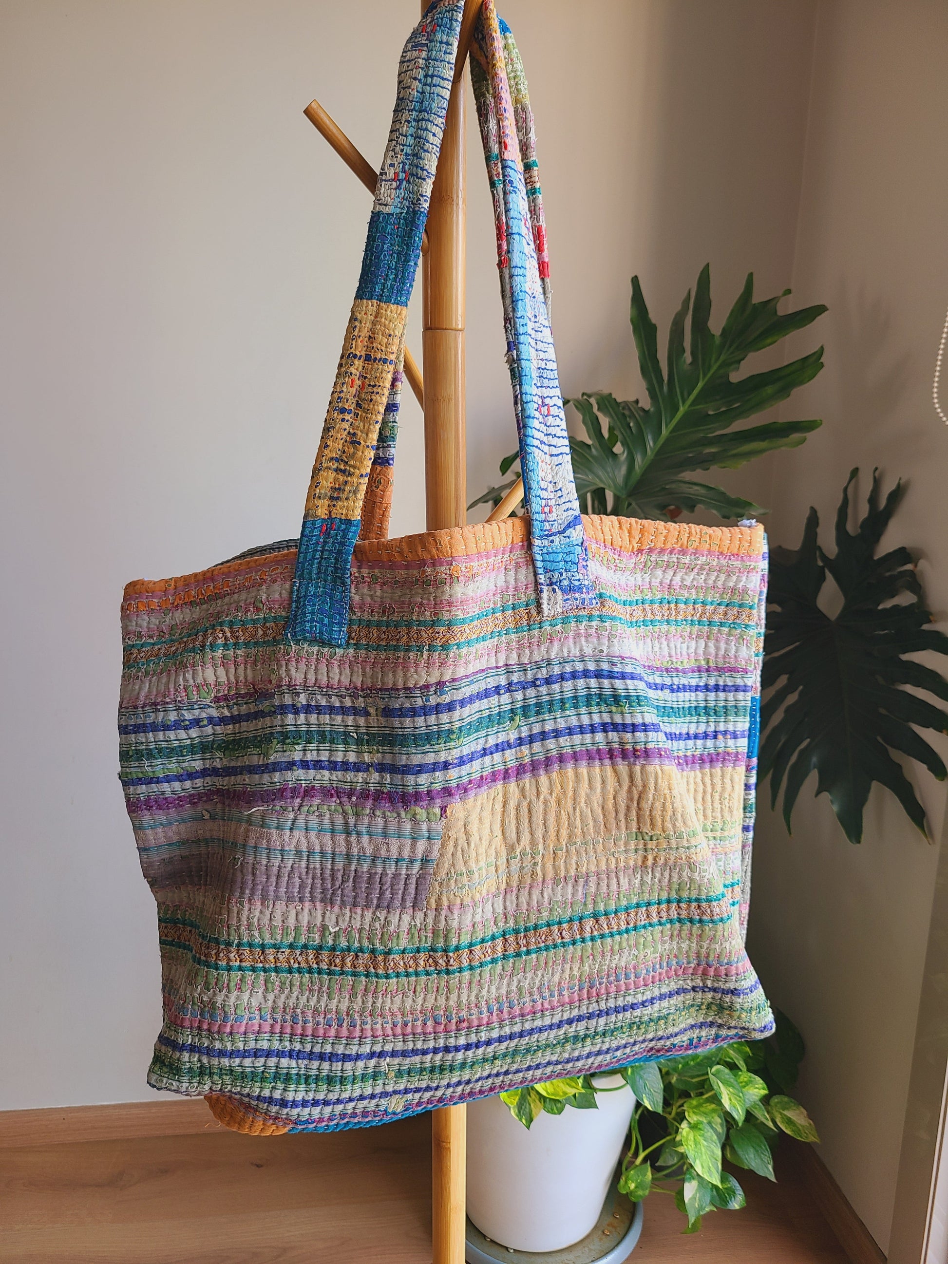 Multi-colour pastel cotton Travel Tote - My Store