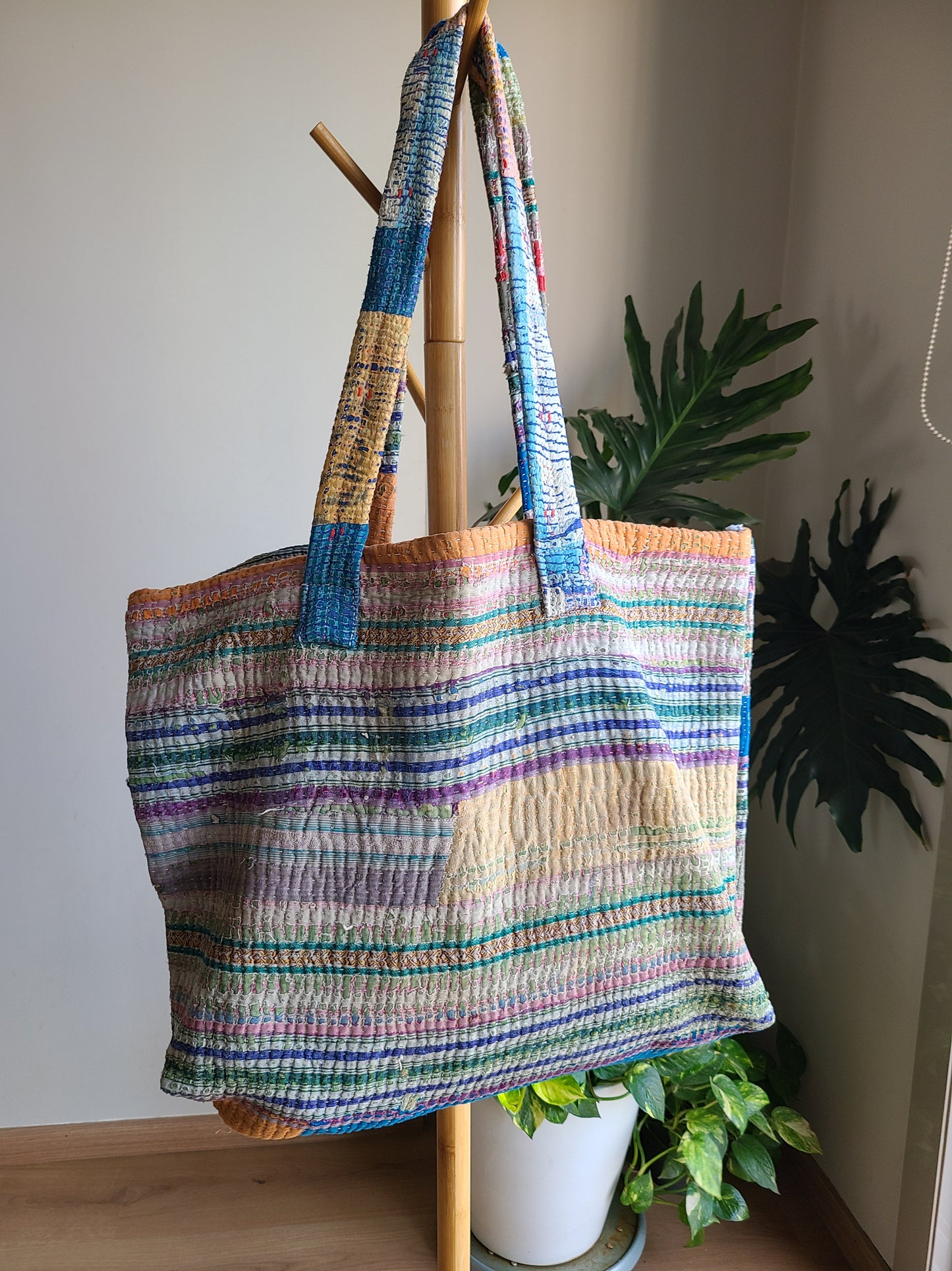 Multi-colour pastel cotton Travel Tote - My Store