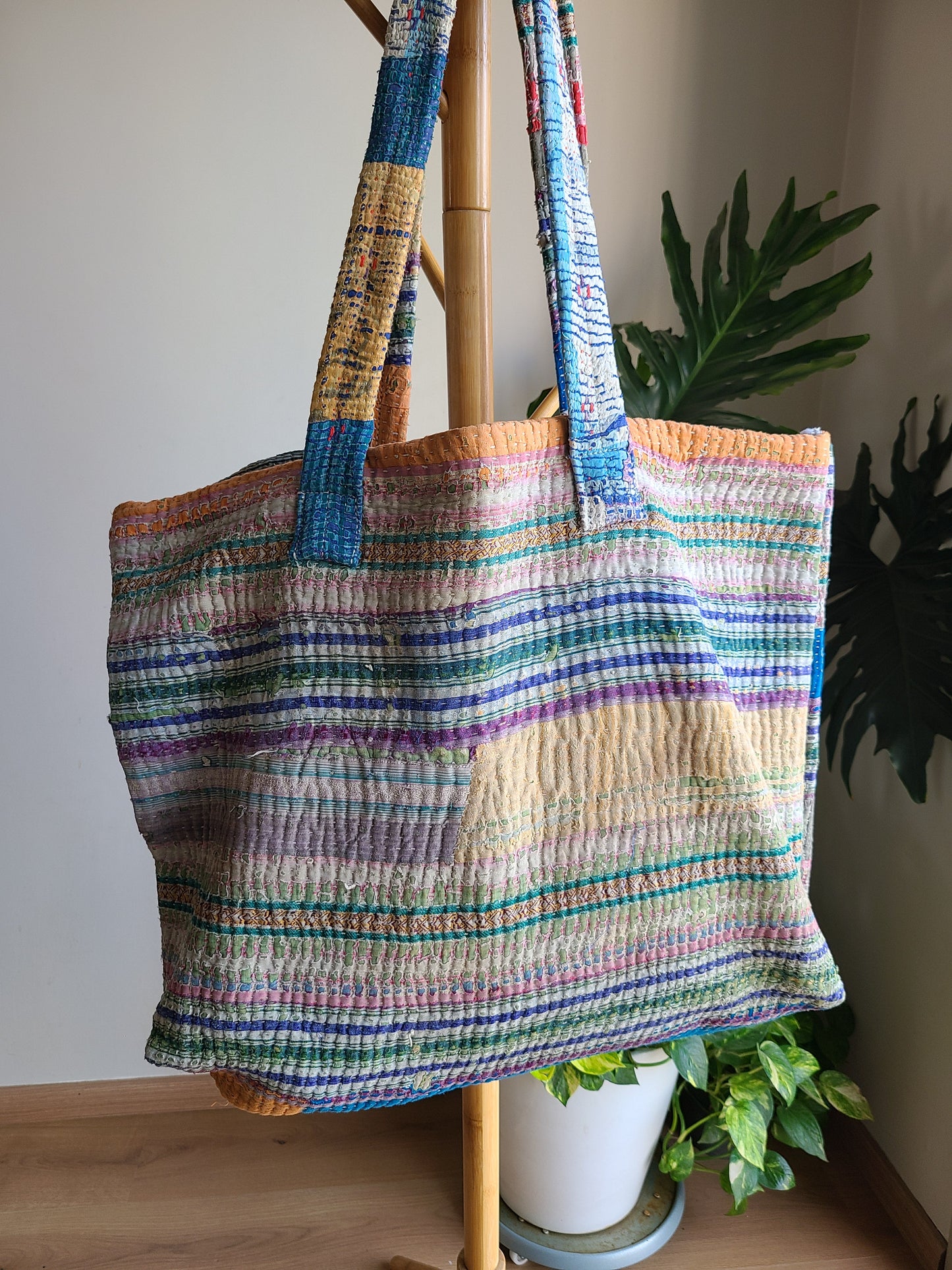 Multi-colour pastel cotton Travel Tote - My Store