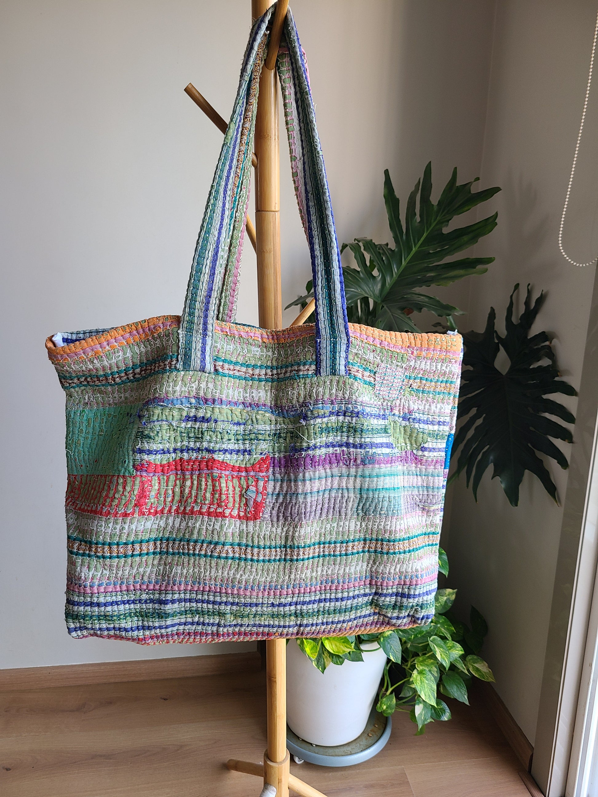 Multi-colour pastel cotton Travel Tote - My Store