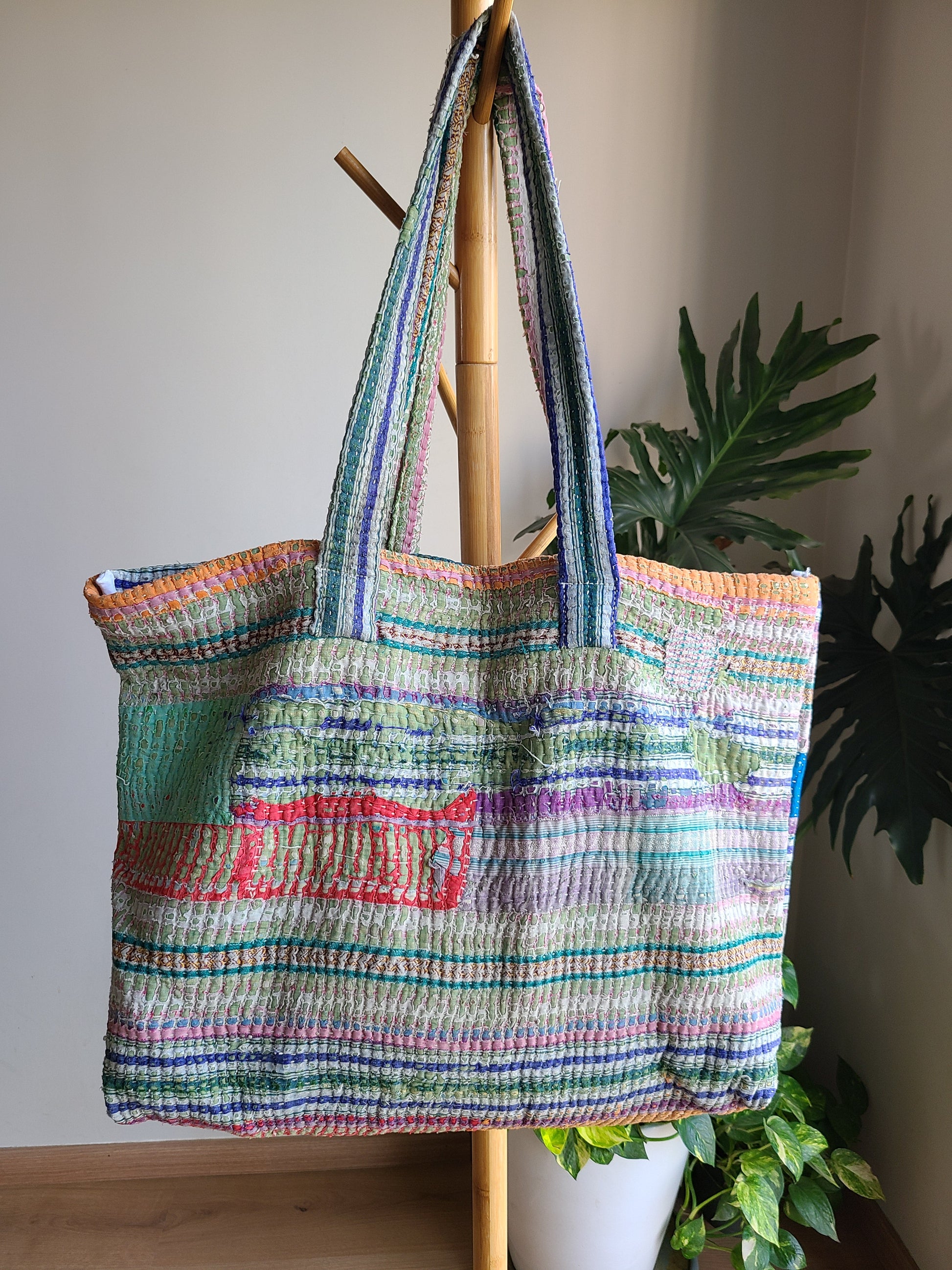 Multi-colour pastel cotton Travel Tote - My Store