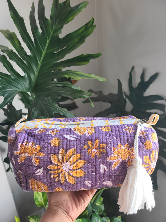 Floral Block printed Travel Pouch - My Store