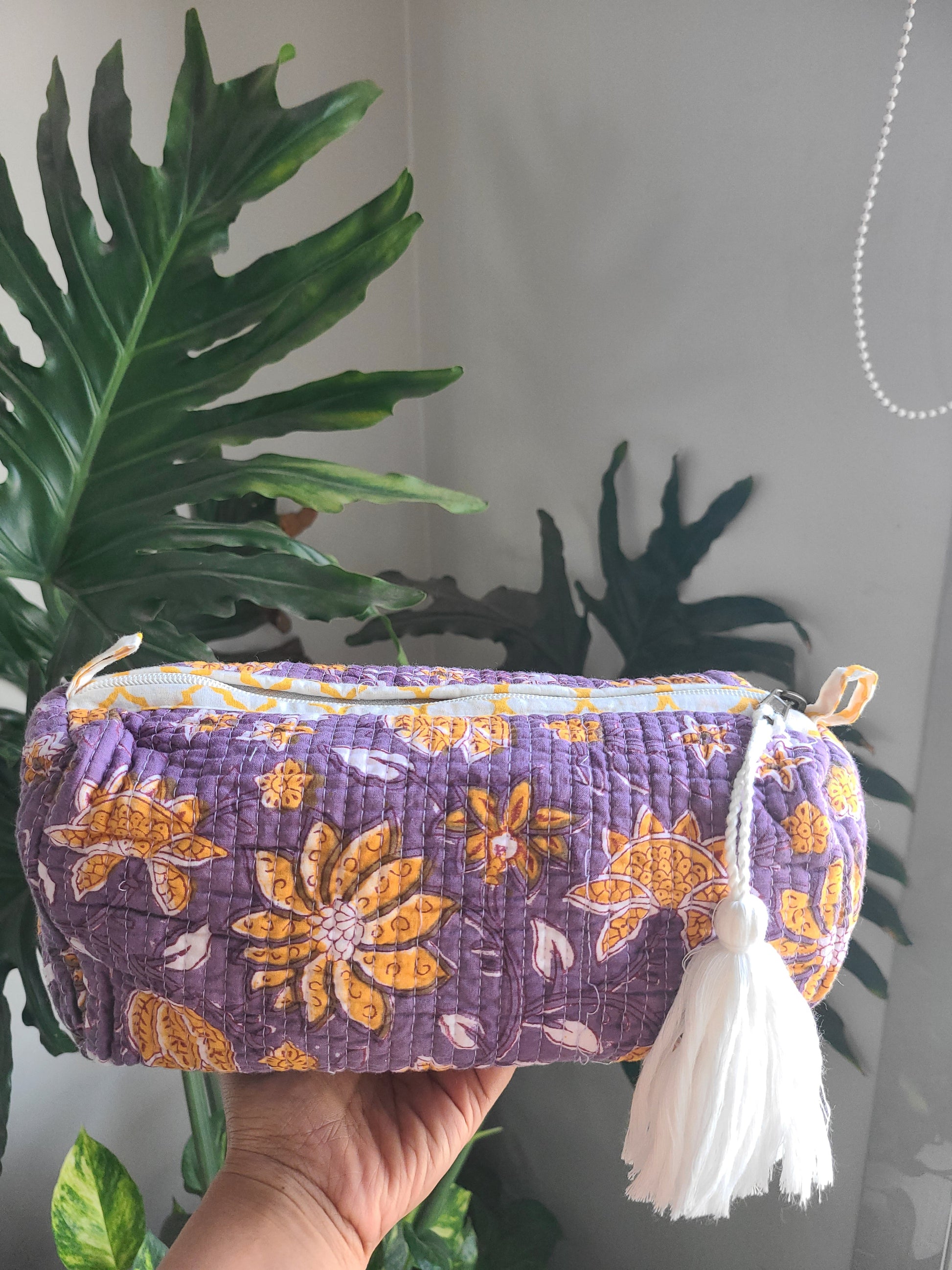 Floral Block printed Travel Pouch - My Store