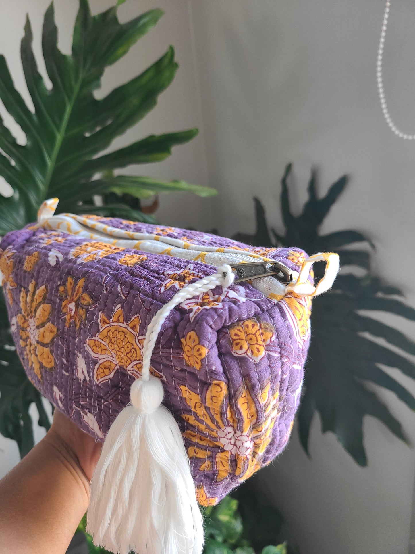 Floral Block printed Travel Pouch - My Store