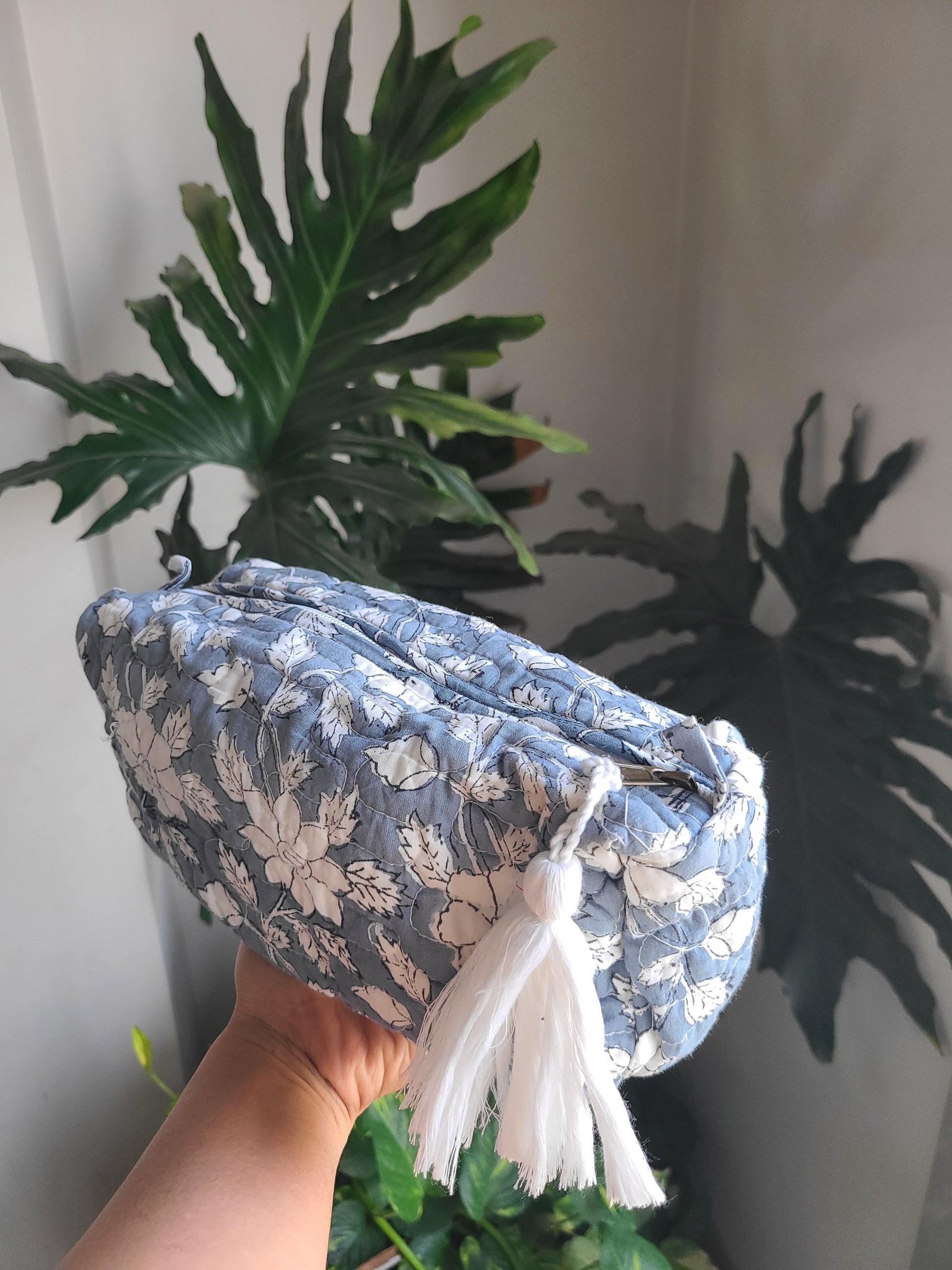 Floral Block printed Travel Pouch - My Store