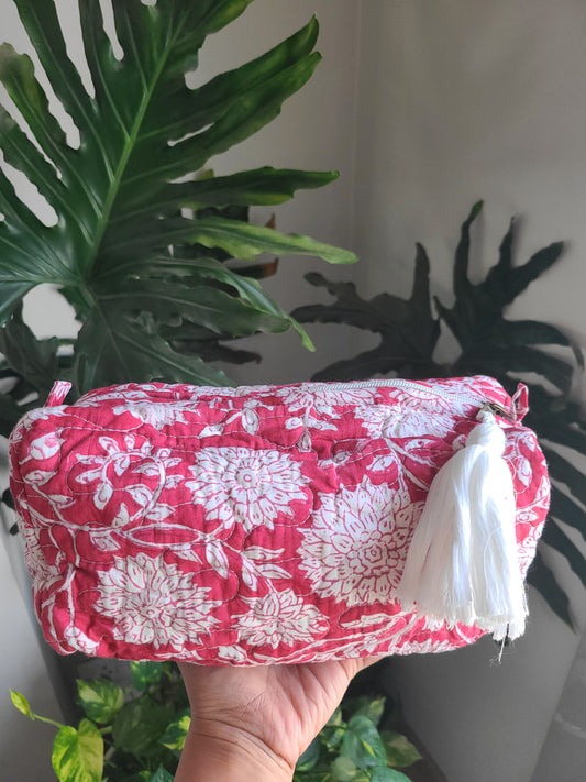 Floral Block printed Travel Pouch - My Store