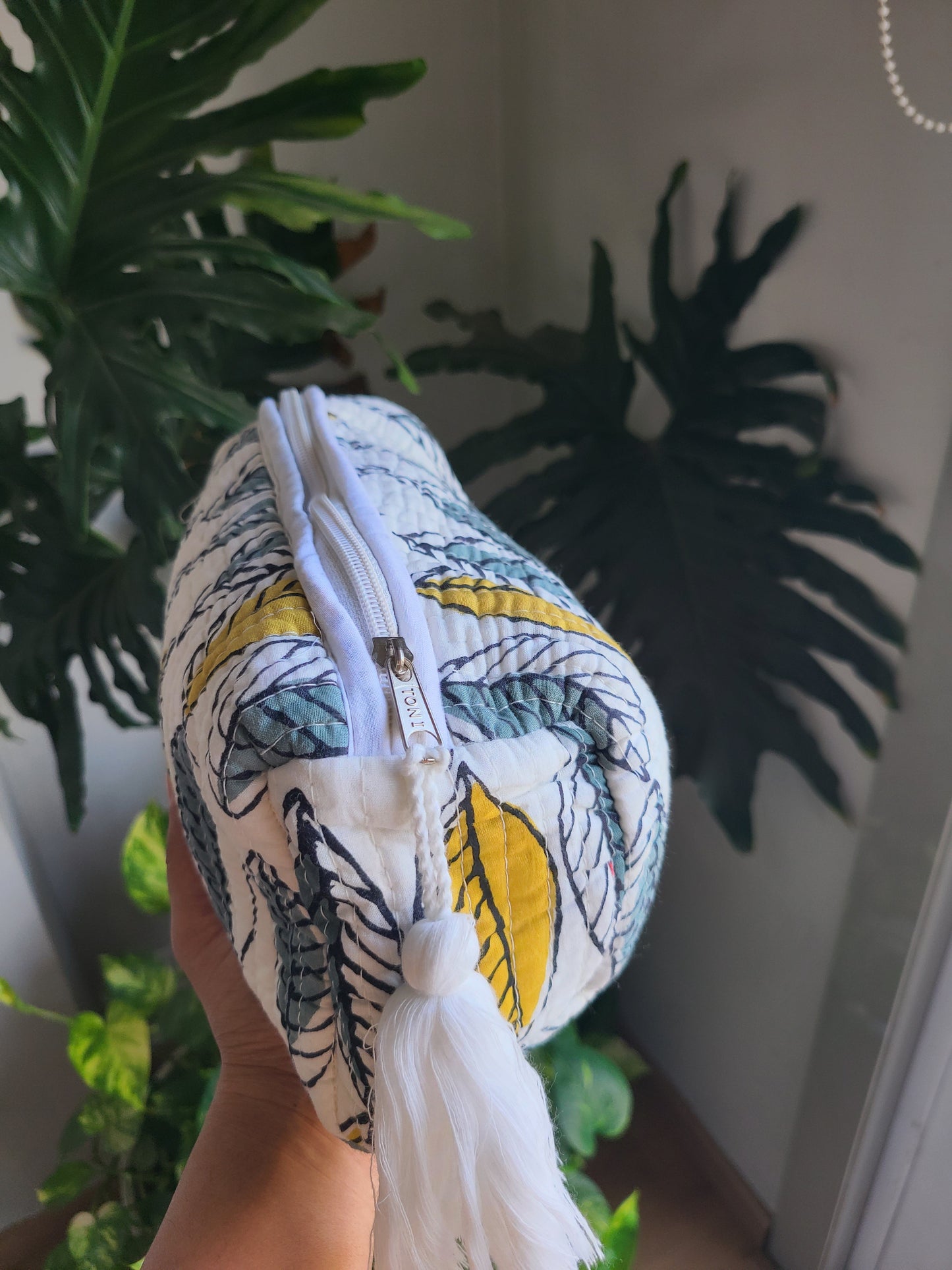 Floral Block printed Travel Pouch - My Store