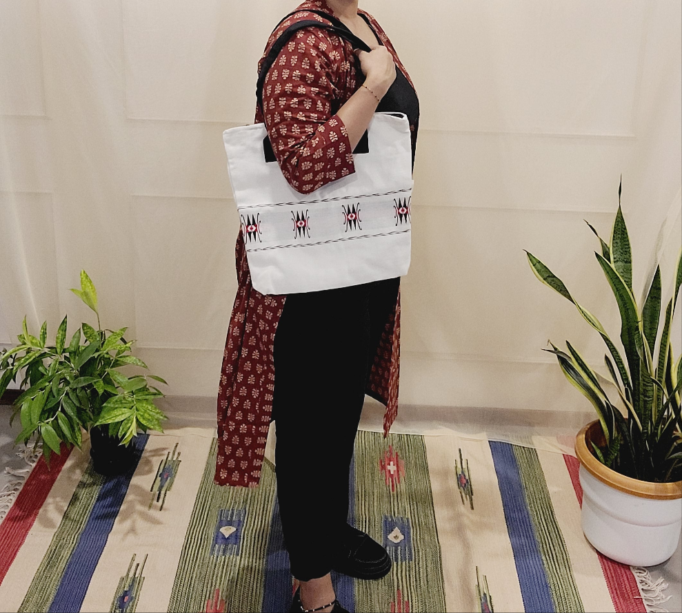 Hand woven white Cotton Shoulder Bag - My Store