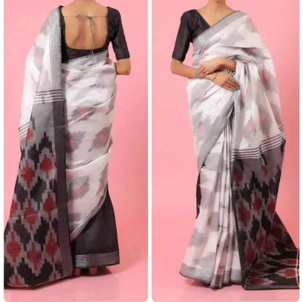 Ikkat- Linen cotton Saree