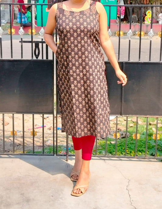 Sundari - Sleevless Long Kurtis (with sleeves attached seperately& pocket) - My Store