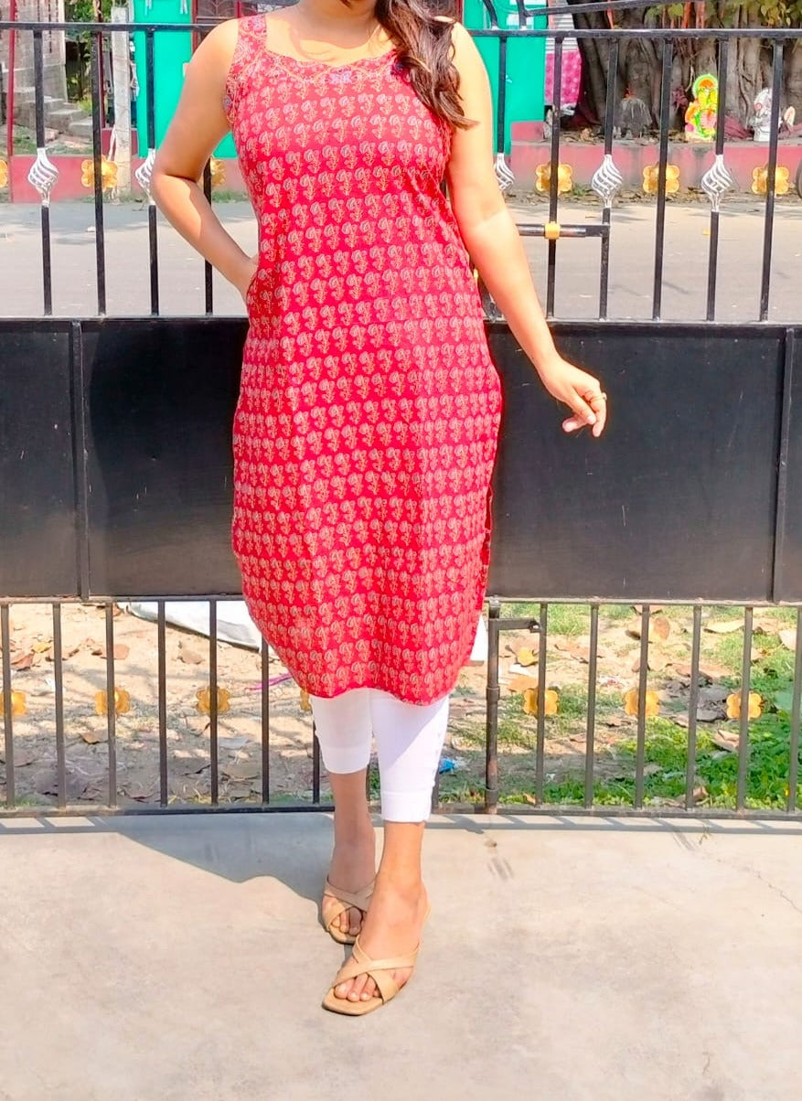 Sundari - Sleevless Long Kurtis (with sleeves attached seperately& pocket) - My Store