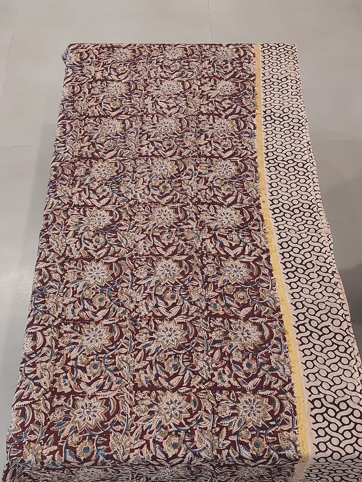 Kalamkari Nellori Silk Saaree with gold stripe