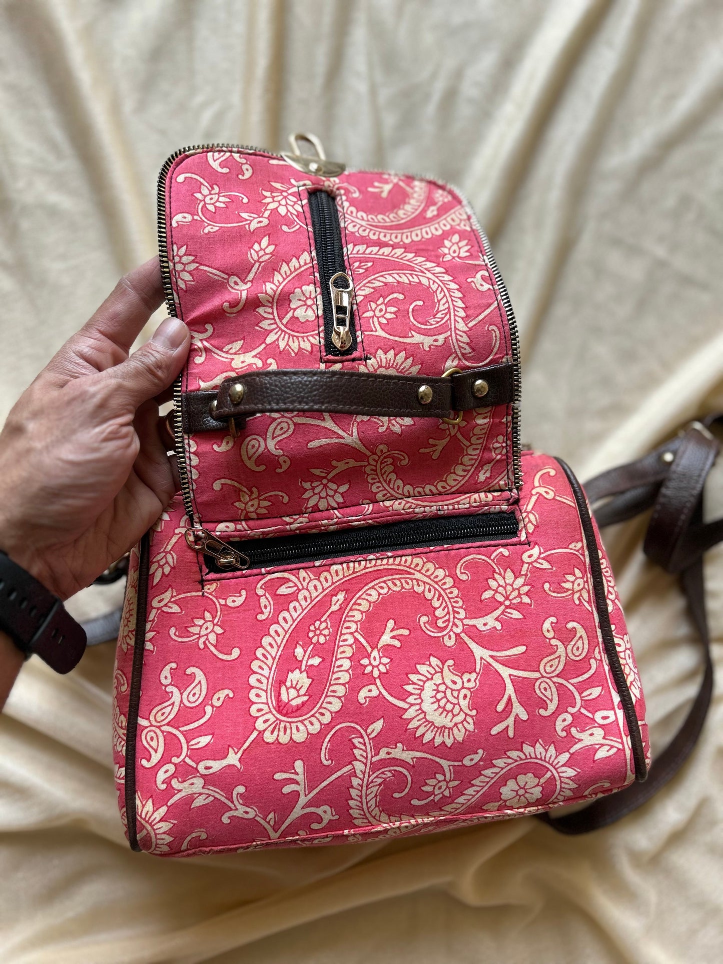 Floral printed Pink vegan sling bags