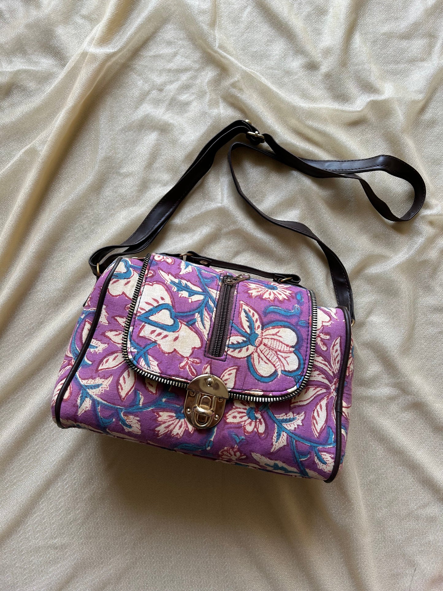 Floral printed Purple vegan sling bags