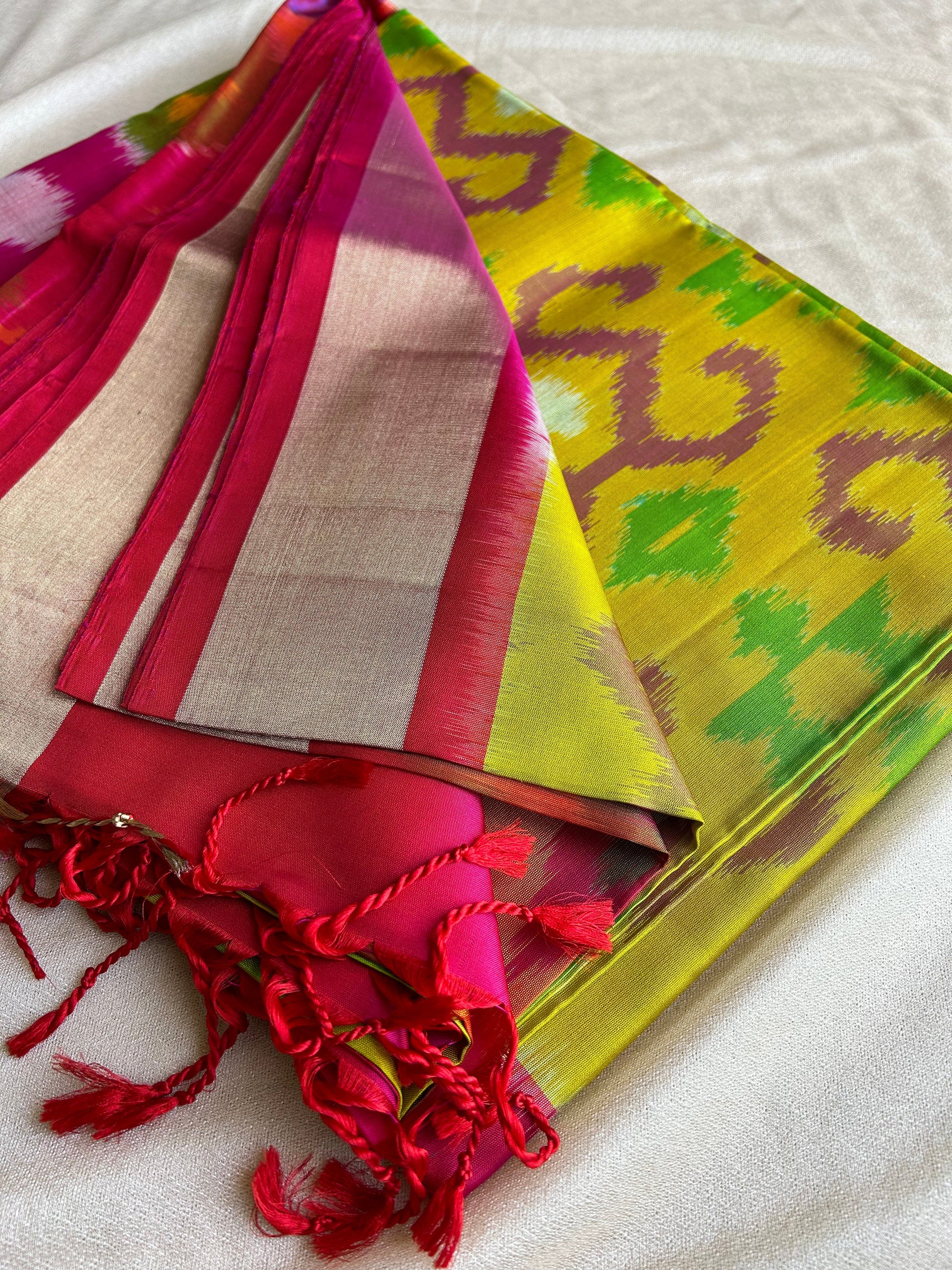 Pure Silk handloom Mustard Pochampally Sarees - My Store