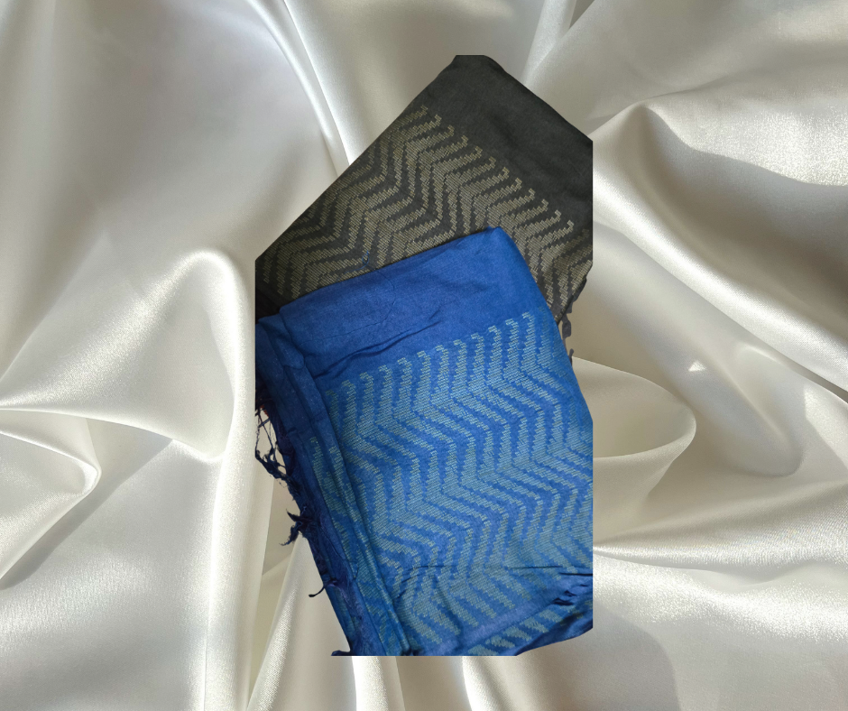 Plain and simple Linen cotton Sari- handloom