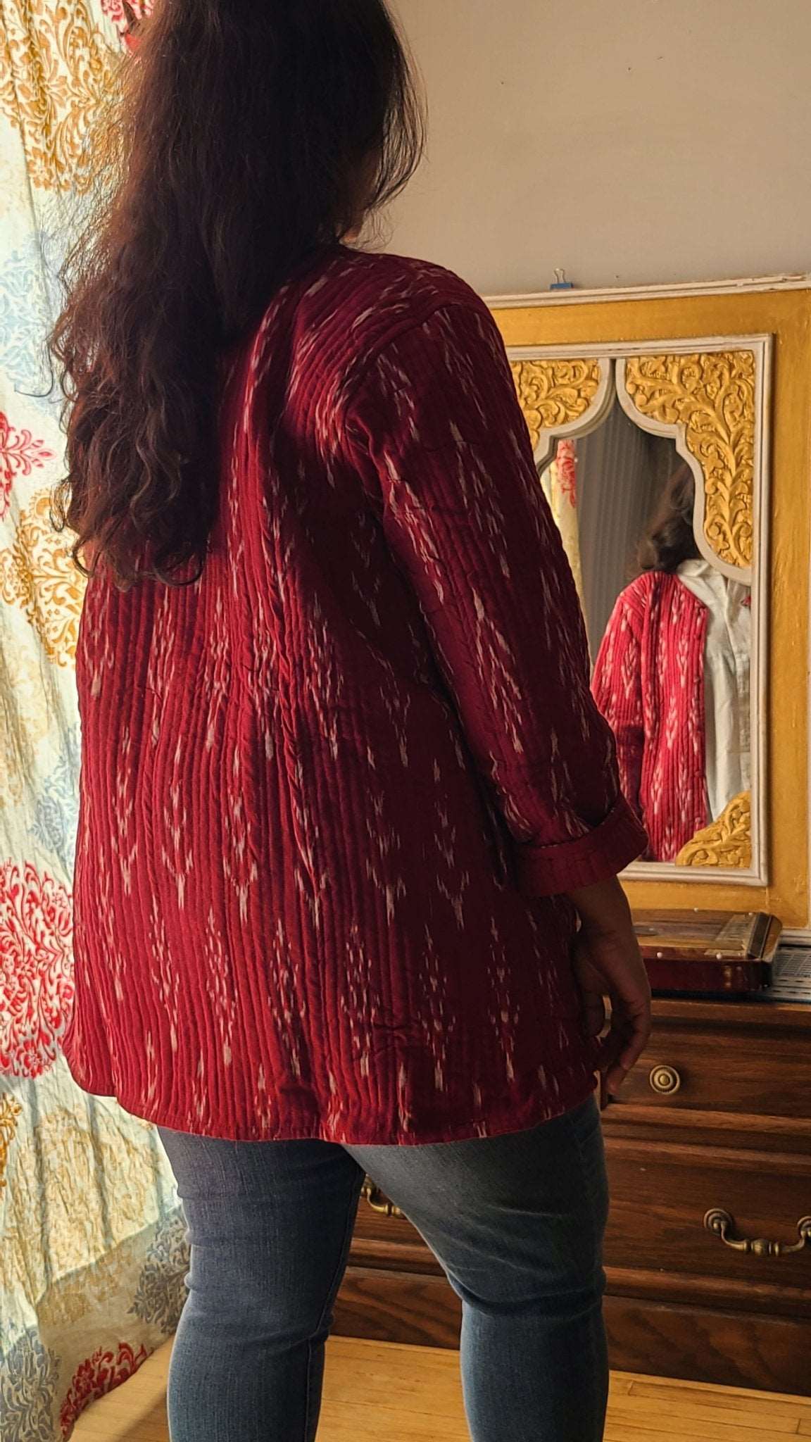 Artisan Crafted Ikat Quilted Jacket: Stylish Warmth for Every Season - Indianidhi