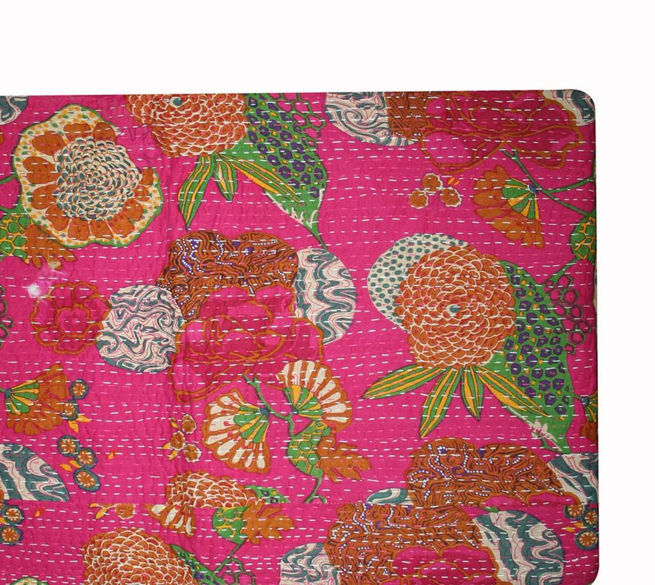 Artisan Crafted Screen Printed Kantha Quilt: Timeless Elegance for Your Home - Indianidhi