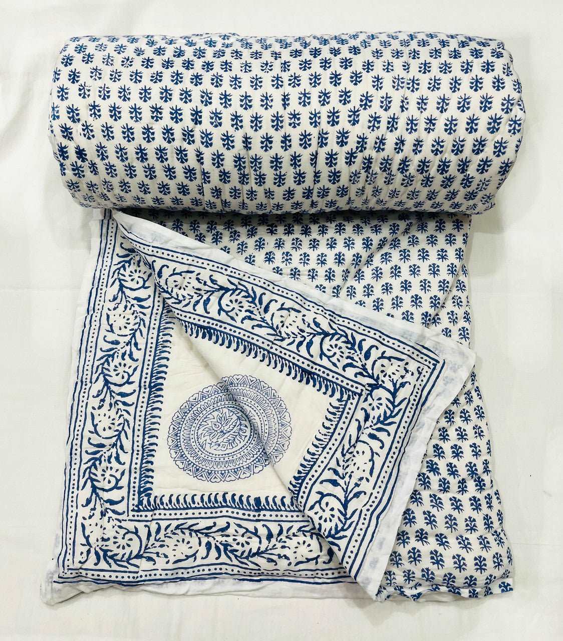 Exquisite Block Printed Rasai from Jaipur - Handcrafted Comfort and Elegance - Indianidhi