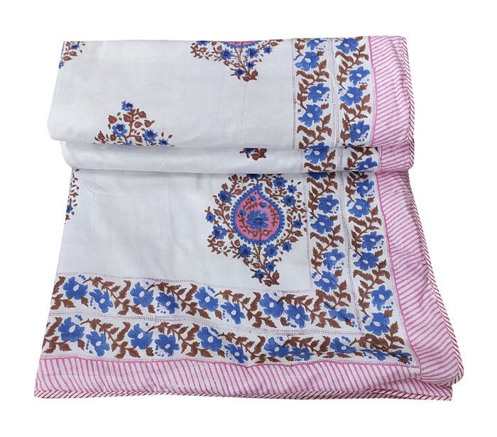 Exquisite Hand Block Printed Dohar Blanket - Traditional Artistry for Comfort - Indianidhi