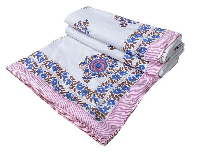 Exquisite Hand Block Printed Dohar Blanket - Traditional Artistry for Comfort - Indianidhi