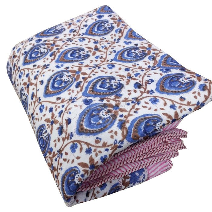 Exquisite Hand Block Printed Dohar Blanket - Traditional Artistry for Comfort - Indianidhi