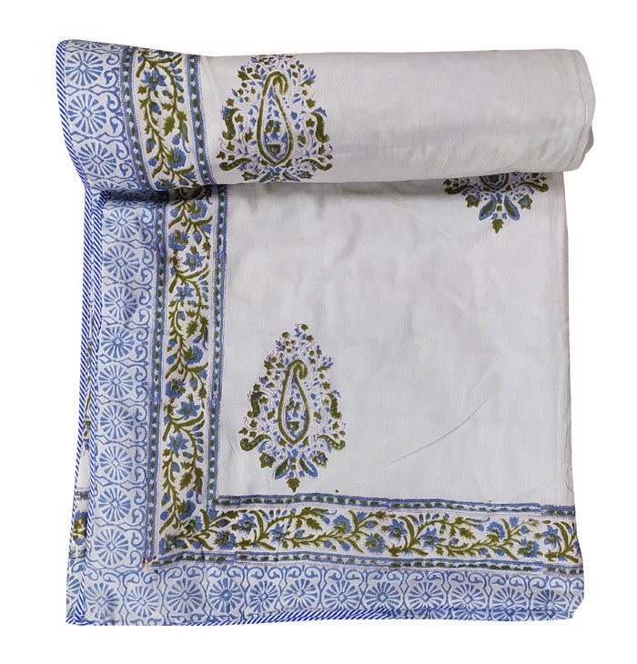 Exquisite Hand Block Printed Dohar Blanket - Traditional Artistry for Comfort - Indianidhi