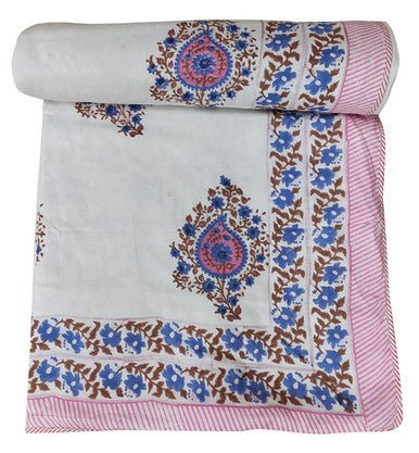 Exquisite Hand Block Printed Dohar Blanket - Traditional Artistry for Comfort - Indianidhi