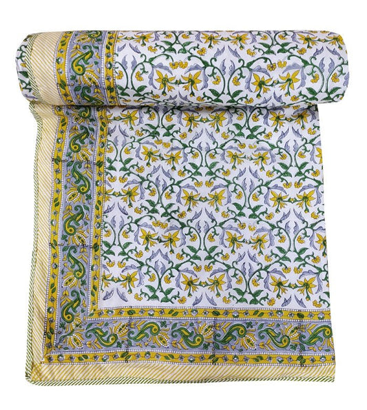 Exquisite Hand Block Printed Dohar Blanket - Traditional Artistry for Comfort - Indianidhi